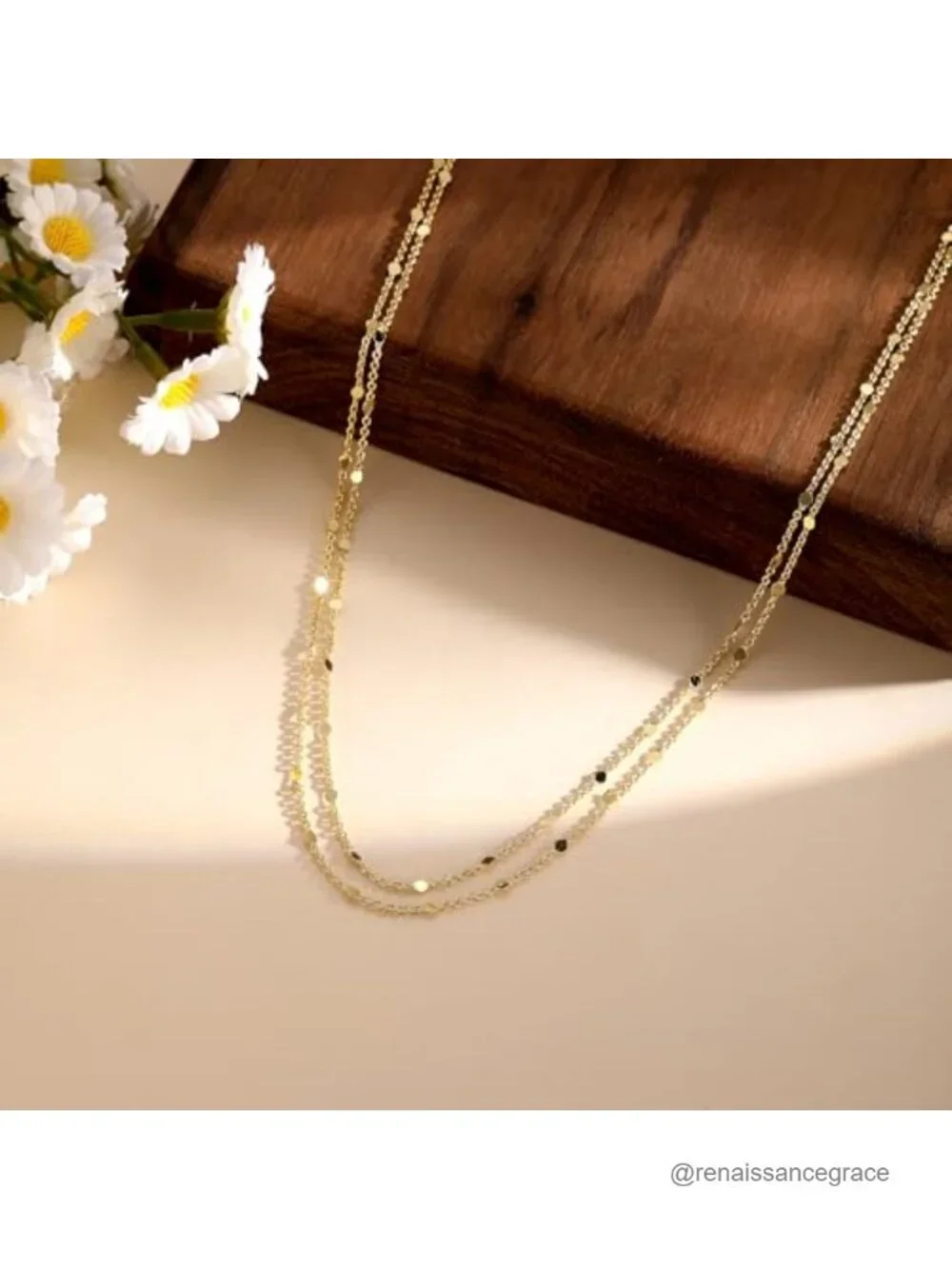 14K Gold Plated Layered Necklaces for Women Dainty Adjustable Choker Chain